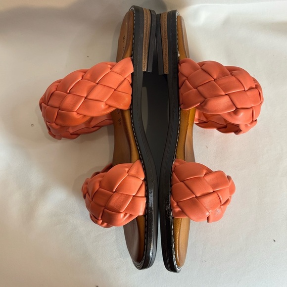 ATELIERS Sz 38 Braided Coral Slides Slip On 2 Strap Sandals Memory Foam - Picture 8 of 11